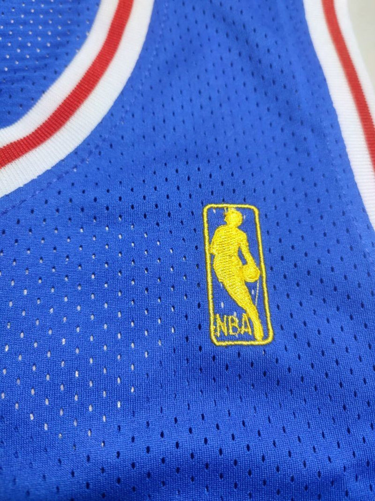 Philadelphia 76ers #3 Allen Iverson 76 Iverson 1996-97 Blue Gold Logo Classic Premium Mesh Jersey Style 2