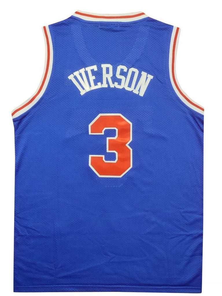 Philadelphia 76ers #3 Allen Iverson 76 Iverson 1996-97 Blue Gold Logo Classic Premium Mesh Jersey Style 3