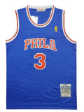 Philadelphia 76ers #3 Allen Iverson 76 Iverson 1996-97 Blue Gold Logo Classic Premium Mesh Jersey Style 6