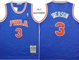 Philadelphia 76ers #3 Allen Iverson 76 Iverson 1996-97 Blue Gold Logo Classic Premium Mesh Jersey Style 7