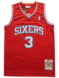 Philadelphia 76ers #3 Allen Iverson 76 Iverson 2002-03 Red Classic Premium Mesh Jersey Style 1