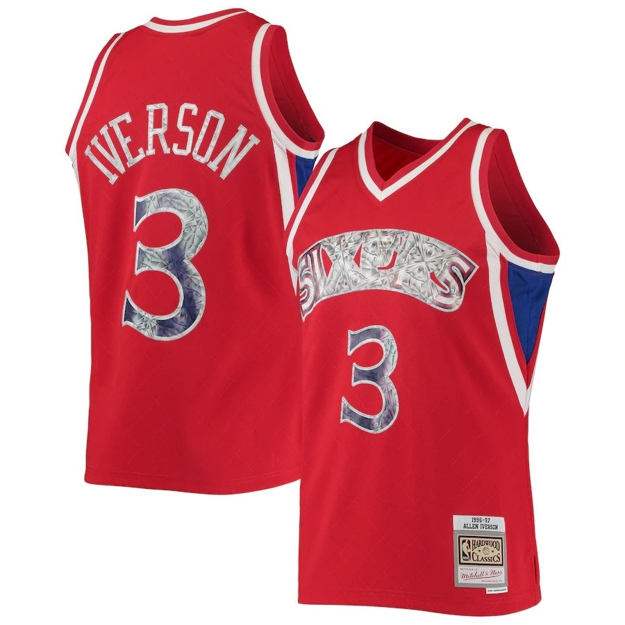 Philadelphia 76ers #3 Allen Iverson Mitchell & Ness 1996-97 Hardwood Classics 75th Anniversary Diamond Swingman Jersey