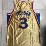 Philadelphia 76ers #3 Iverson 1996-97 authentic jersey gold Style 2