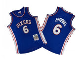 Philadelphia 76ers #6 Julius Erving 76 6 Colorful Blue 76-77 Season Mitchell Retro Jersey --. Irving Style 2