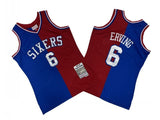 Philadelphia 76ers #6 Julius Erving 76 6 # Blue Red Edition 82-83 Season Mitchell Retro Jersey --.. Irving Style 2
