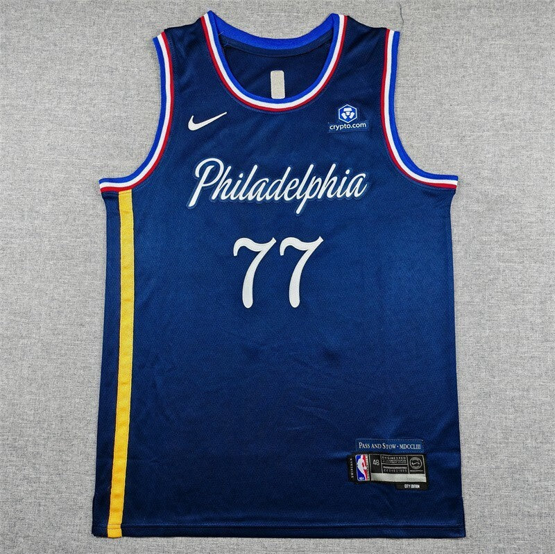 Philadelphia 76ers #77 V. J. Edgecombe 26 76 77 Navy City Edition Style 6
