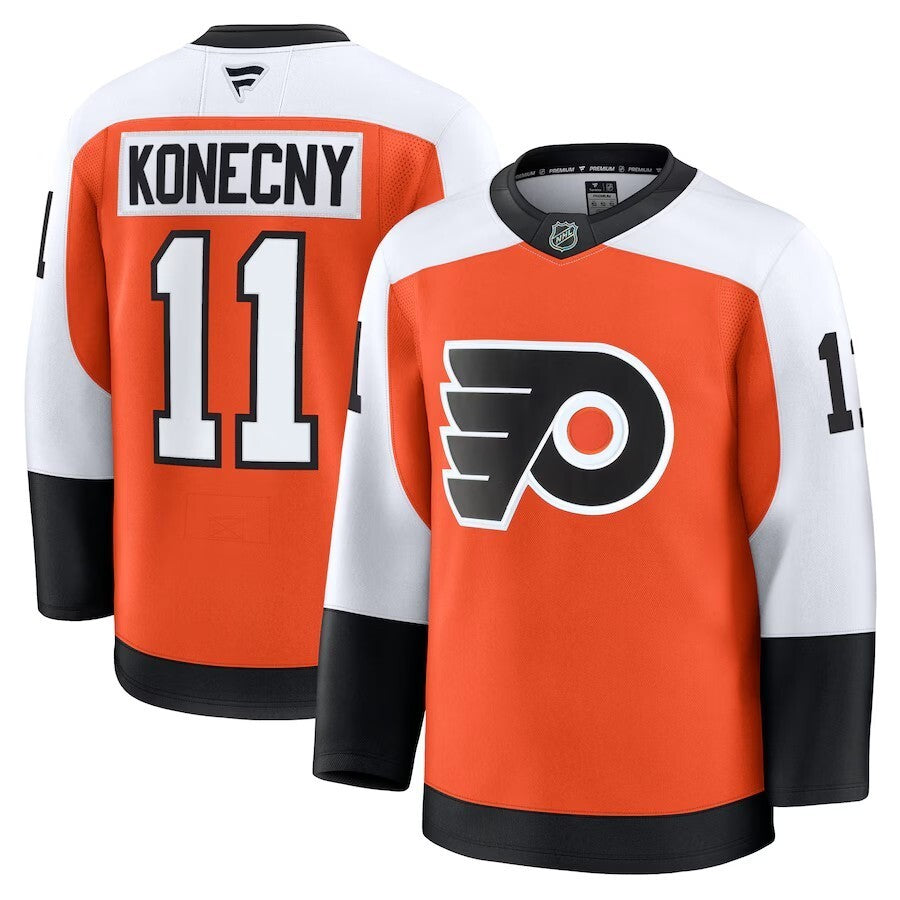 Philadelphia Flyers #11 Travis Konecny Home Premium Jersey - Burnt Orange