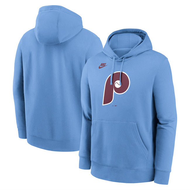Philadelphia Phillies Blue Cooperstown Collection Logo Club Pullover Hoodie
