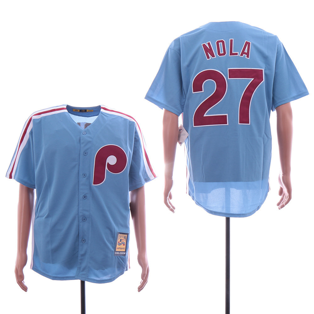 Philadelphia Phillies #27 Aaron Nola Phillies 27 Light Blue Retro Fan