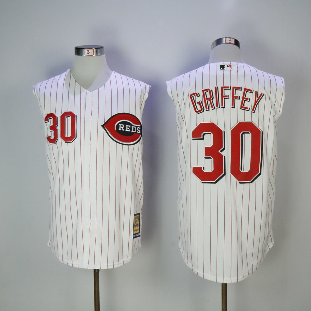 Philadelphia Phillies #30 Ken Griffey Jr. Reds 30 White Red Retro