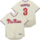Philadelphia Phillies #3 Bryce Harper Phillies 3 Off-White Elite