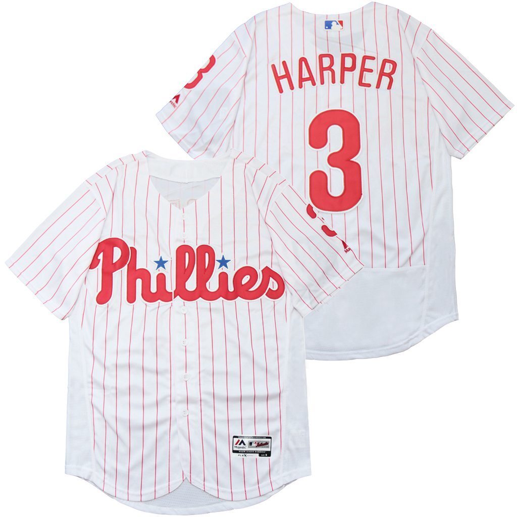 Philadelphia Phillies #3 Bryce Harper Phillies 3 White Red Elite