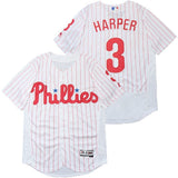 Philadelphia Phillies #3 Bryce Harper Phillies 3 White Red Elite