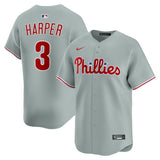 Philadelphia Phillies #3 Bryce Harper Road Limited Player Jersey - Gray