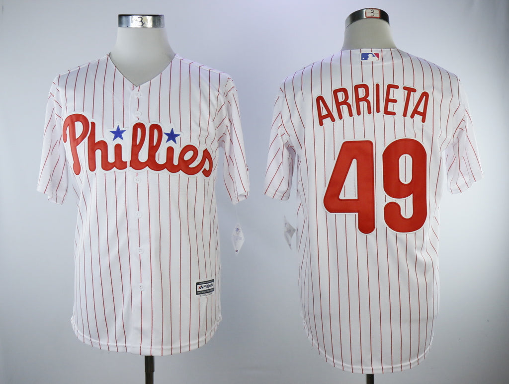 Philadelphia Phillies #49 Jake Arrieta Phillies 49 White Red Fan 1