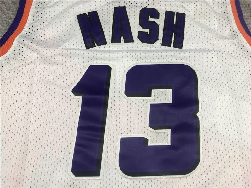 Phoenix Suns #13 Steve Nash Suns 13 White Gold Logo Style 1