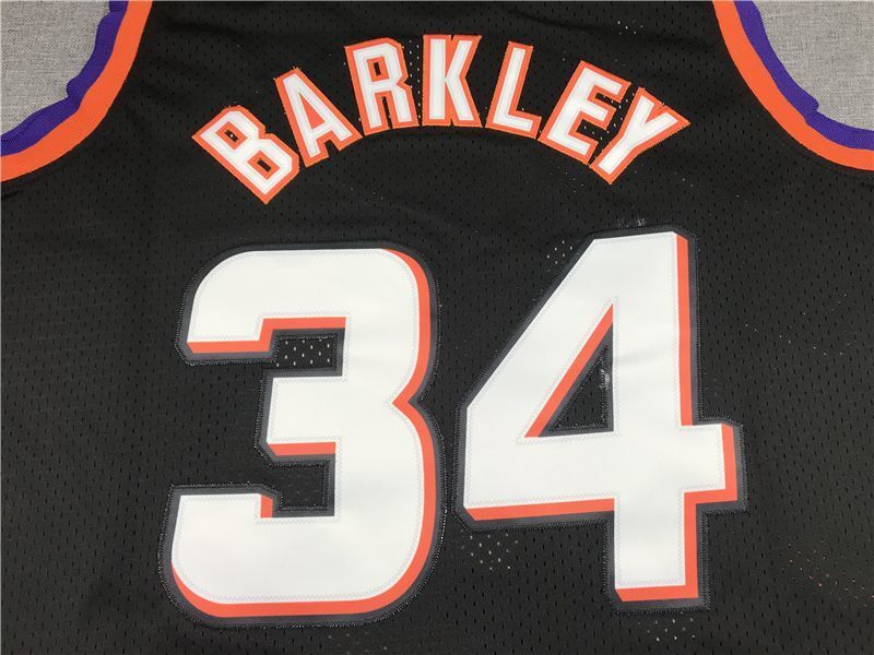 Phoenix Suns #34 Charles Barkley Suns 34 Black Gold Logo Style 1