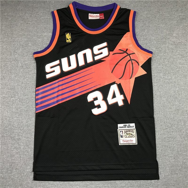 Phoenix Suns #34 Charles Barkley Suns 34 Black Gold Logo Style 4