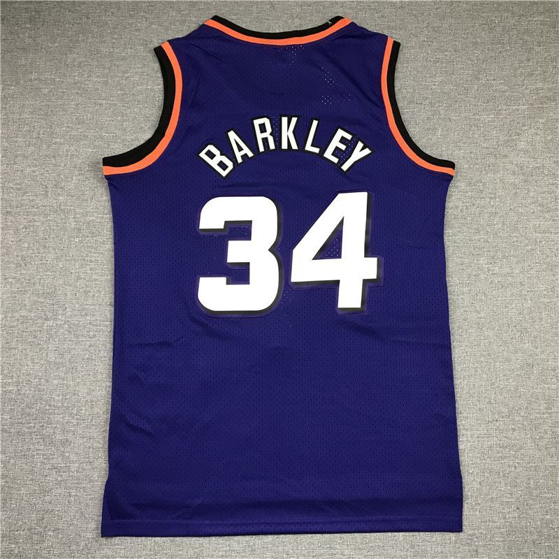Phoenix Suns #34 Charles Barkley Suns 34 Purple Gold Logo Style 2