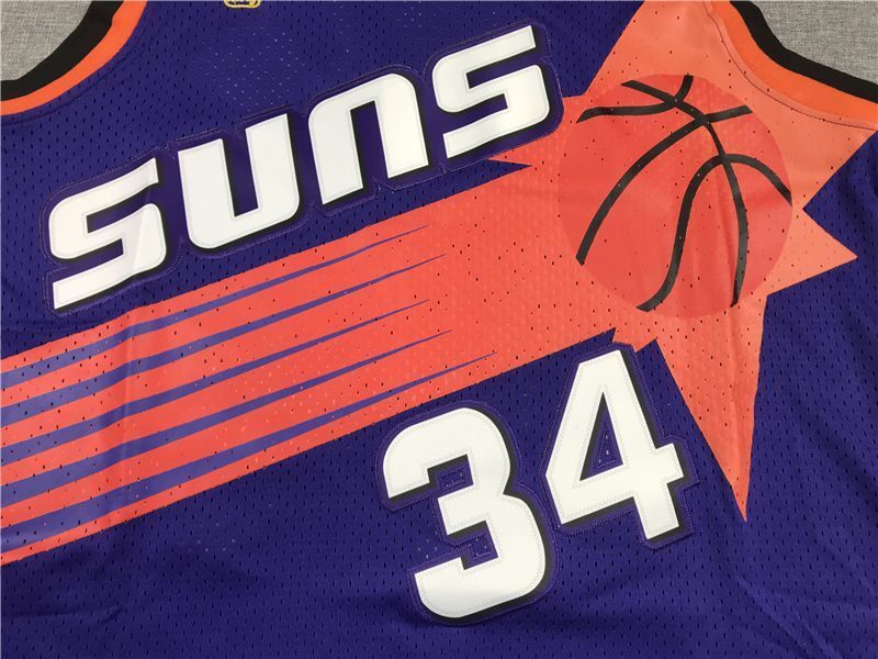 Phoenix Suns #34 Charles Barkley Suns 34 Purple Gold Logo Style 3