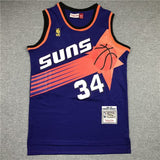 Phoenix Suns #34 Charles Barkley Suns 34 Purple Gold Logo Style 4 Basketball Jersey