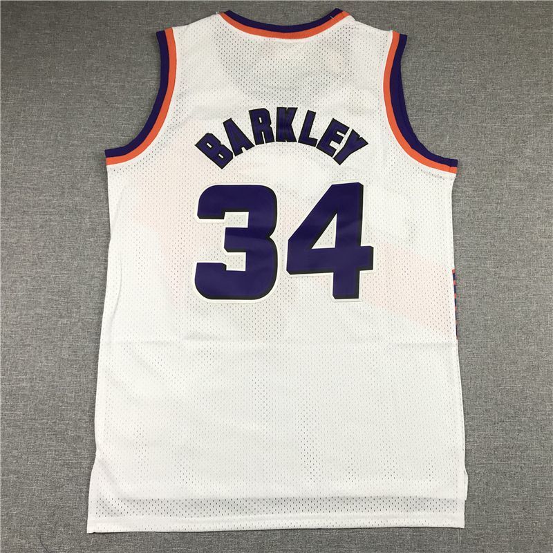 Phoenix Suns #34 Charles Barkley Suns 34 White Gold Logo Style 2