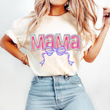 Pink Mama Coquette Bow T-Shirt, Mama Varsity Shirt, Mama Bow T-Shirt, Hand Drawn, Gift for mom
