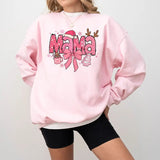 Pink Mama Coquette Sweatshirt, Christmas Sweater, Christmas Gift For Mom, Pink Coquette Christmas Sweat, Merry Christmas, Christmas Gift, Cute Christmas Sweatshirt