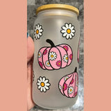 Pink Pumpkins & Daisies Libby Glass