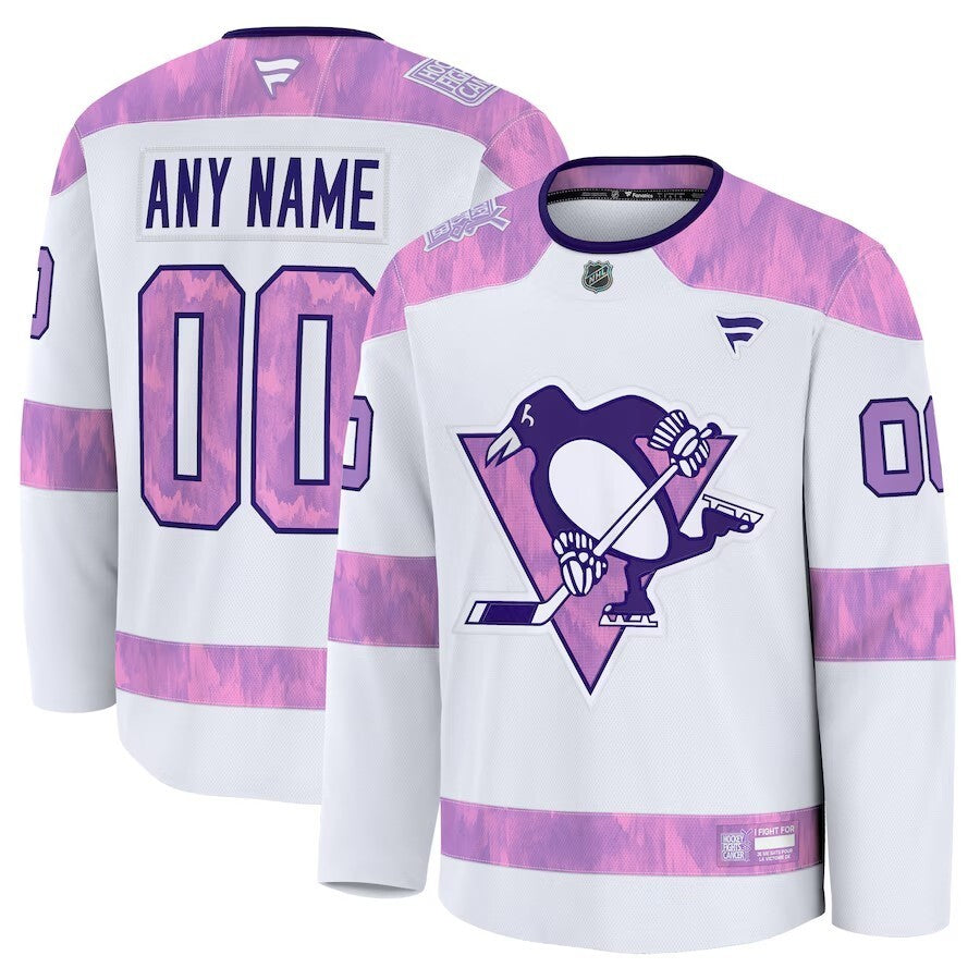 Pittsburgh Penguins Fanatics 2024 Hockey Fights Cancer Custom Practice Jersey - White