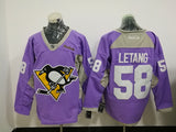 Pittsburgh Penguins #58 Kris Letang Purple Breast cancer