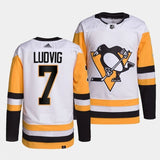 Pittsburgh Penguins #7 john ludvig away white jersey