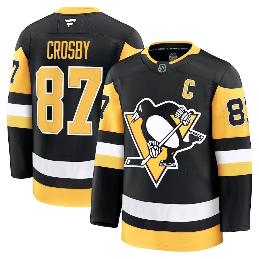 Pittsburgh Penguins #87 Sidney Crosby Home Premium Jersey - Black