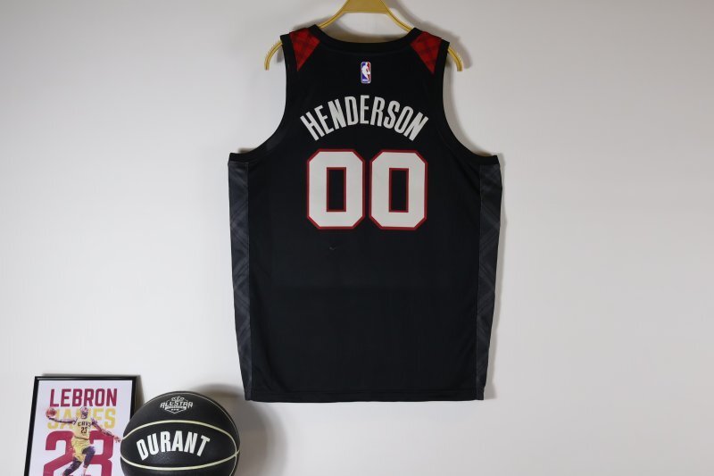 Portland Trail Blazers #00 Scoot Henderson 24 Trail Blazers City Black Style 1