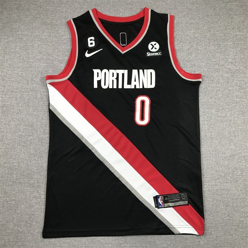 Portland Trail Blazers #0 Damian Lillard 23 Trail Blazers 0 Black Style 2