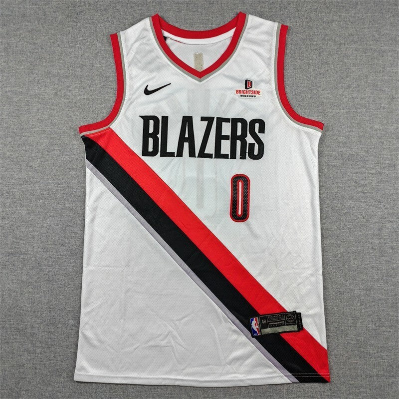 Portland Trail Blazers #0 Damian Lillard Trail Blazers 0 White Style 4