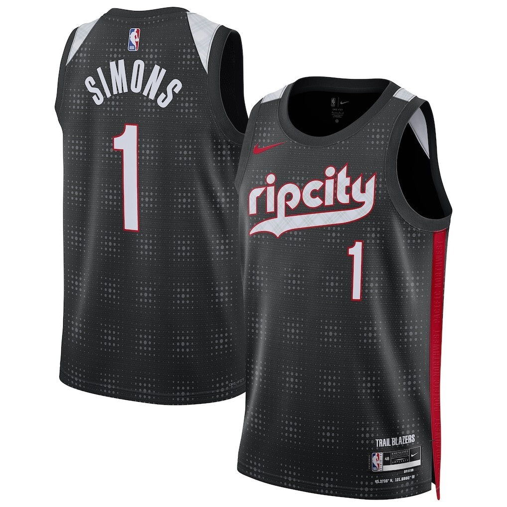 Portland Trail Blazers #1 Anfernee Simons Unisex 202425 Swingman Player Jersey - City Edition - Black
