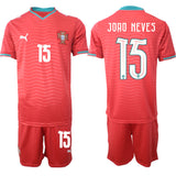 Portugal Team #15 João Neves Red 2026 World Cup Home Soccer Jersey Suit