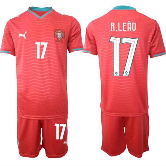 Portugal Team #17 Rafael Leão Red 2026 World Cup Home Soccer Jersey Suit