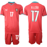 Portugal Team #17 Rafael Leão Red 2026 World Cup Home Soccer Jersey Suit