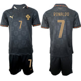 Portugal Team #7 Ronaldo Black 2026 World Cup Away Soccer Jersey Suit