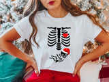 Pregnant Christmas Skeleton Shirt, Christmas Maternity Party 2023 T-Shirt, Pregnancy Announcement Tee, Mom To Be Shirt.