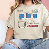 Protect Pbs Liberal Groovy Tshirt Sweatshirt, Support Local Tv Broadcasting, Feminist Democrats, Eat The Rich, Unisex Sweater Pullover Tee