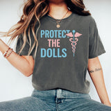 Protect the Dolls Shirt Tee for Trans Rights & Healthcare Workers, Caduceus Design, Medical LGBTQ Pride Trans Health Rights