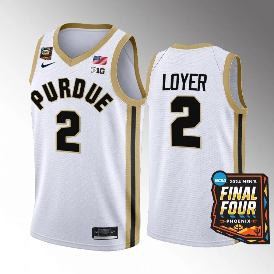 Purdue Boilermakers #2 Fletcher Loyer 2024 NCAA March Madness Final Four Jersey White Mens Basketball