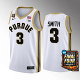 Purdue Boilermakers #3 Braden Smith 2024 NCAA March Madness Final Four Jersey White Mens Basketball