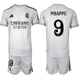Real Madrid #9 Kylian Mbappé 25 26 White Home Soccer Jersey Suit