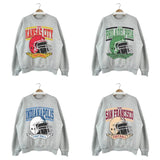 Retro All Team Football Sweatshirt, Game Day Apparel Football Fan Sport in Ash Grey