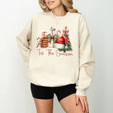 Retro Christmas Sweatshirt - Tis the Season Santa Claus Sweatshirt, Watercolor Merry Christmas Sublimation Holiday Vibes Clothing, Unisex