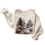 Retro Mallard Ducks Fall Pond Scene Sweaters, 90s Waterfowl Duck Forest Nature Menswear